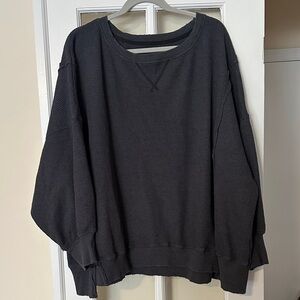American Eagle Outfitters Charcoal Gray/ Soft Black Waffle Knit Pullover